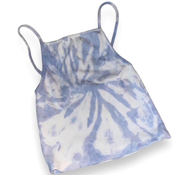 Zara Tops - ZARA | Blueberry Milk 🥛 🫐 Tie Dye Ribbed Crop Top | Size Small | Pastel Blue